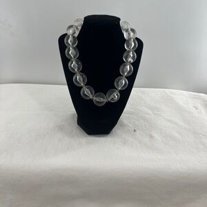 Vintage Glass large Clear balls necklace 925 Silver